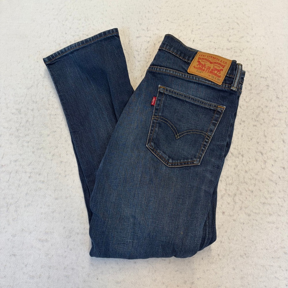 Levi's 514 Straight Leg Jeans Mens 34x30 Blue Denim Stretch
